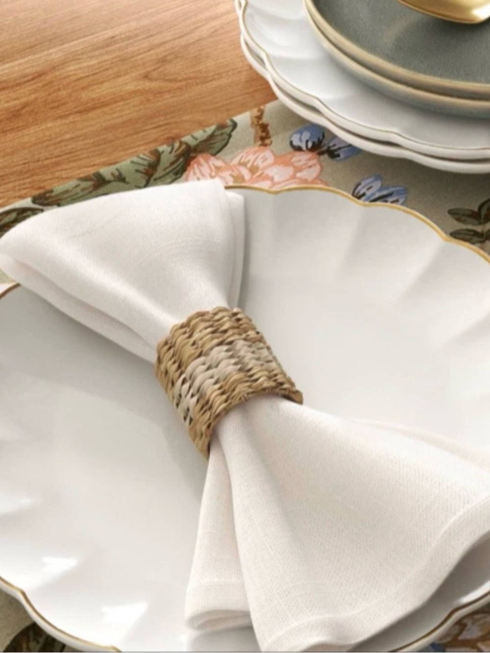 Woven Rattan Napkin Rings - Natural